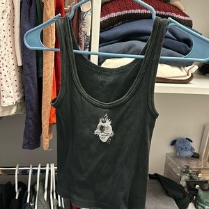 Brandy Melville Heart Detail Black Crop Top